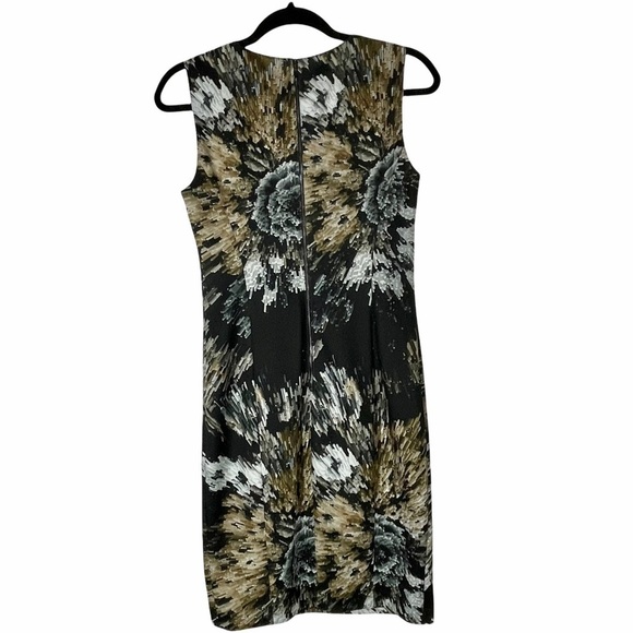 ETCETERA Y2K DIGITAL FLORAL SLEEVELESS SCOOP NECK FITTED SCUBA SHEATH DRESS - Picture 4 of 10